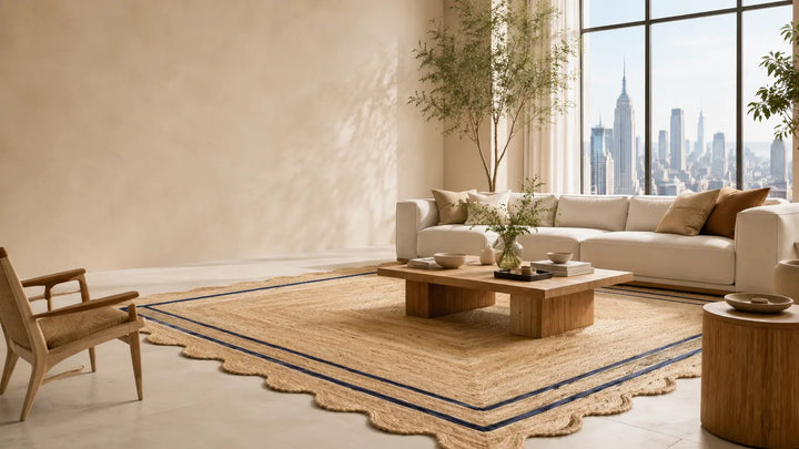 Wave Scalloped Jute Rug for Stylish New York Homes