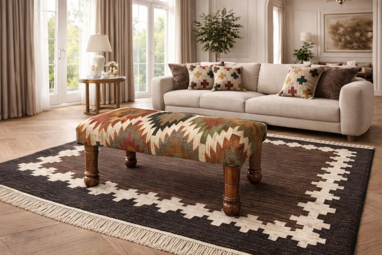 Kilim Wooden Bench