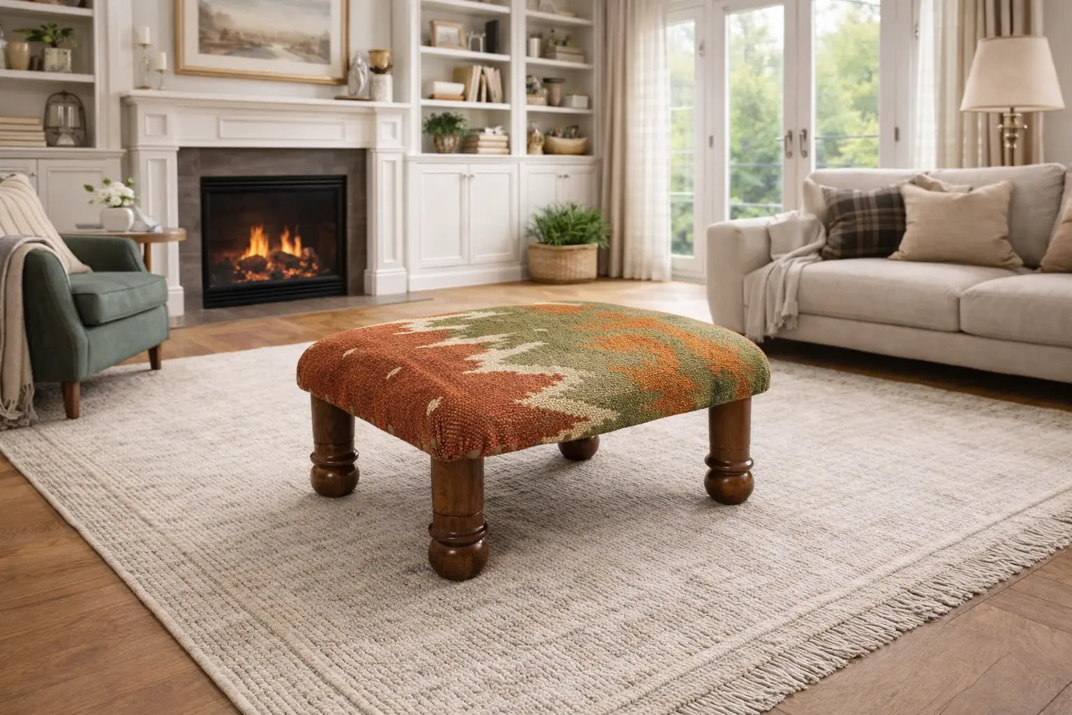 Kilim Wooden Footrest