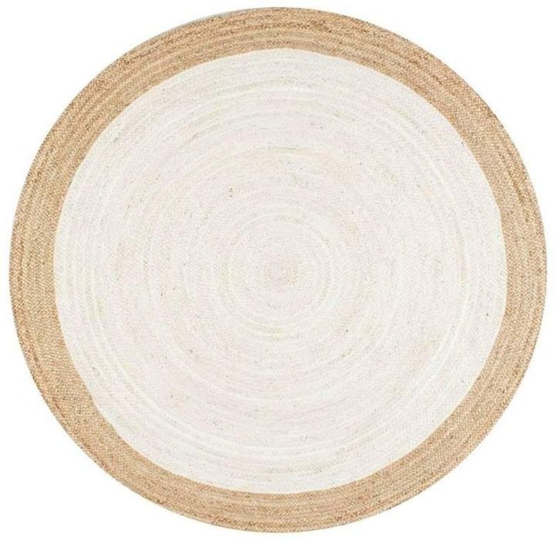 Handmade Round Jute Rug – Natural Bohemian Style Rug – Eco-Friendly Natural Fiber Floor Décor
