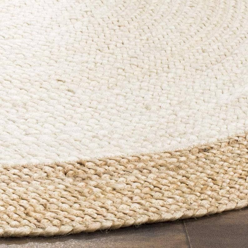 Handmade Round Jute Rug – Natural Bohemian Style Rug – Eco-Friendly Natural Fiber Floor Décor