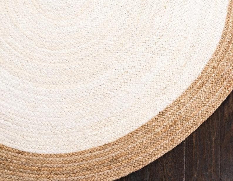 Handmade Round Jute Rug – Natural Bohemian Style Rug – Eco-Friendly Natural Fiber Floor Décor