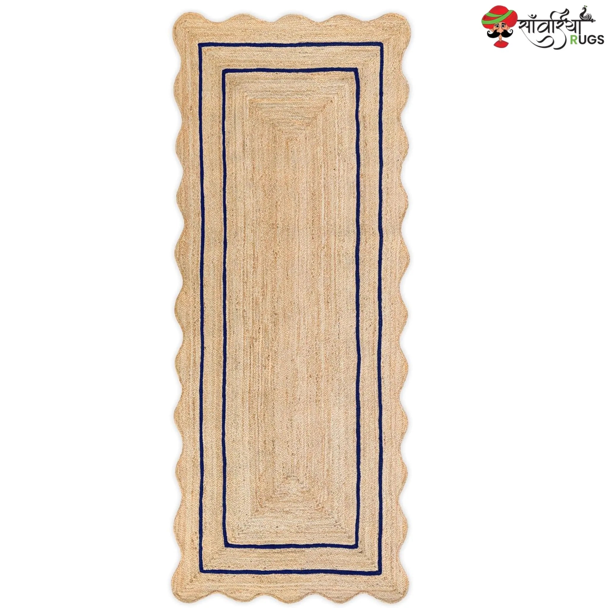 Wave Scalloped Natural Jute Runner – Multicolor