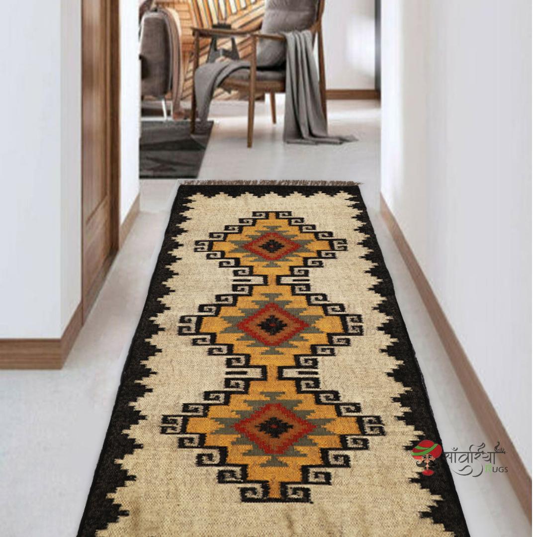 Handmade Kilim Rug  Handwoven Wool and Jute Rug Handmade Kilim Dhurrie Rug Motifs Oriental