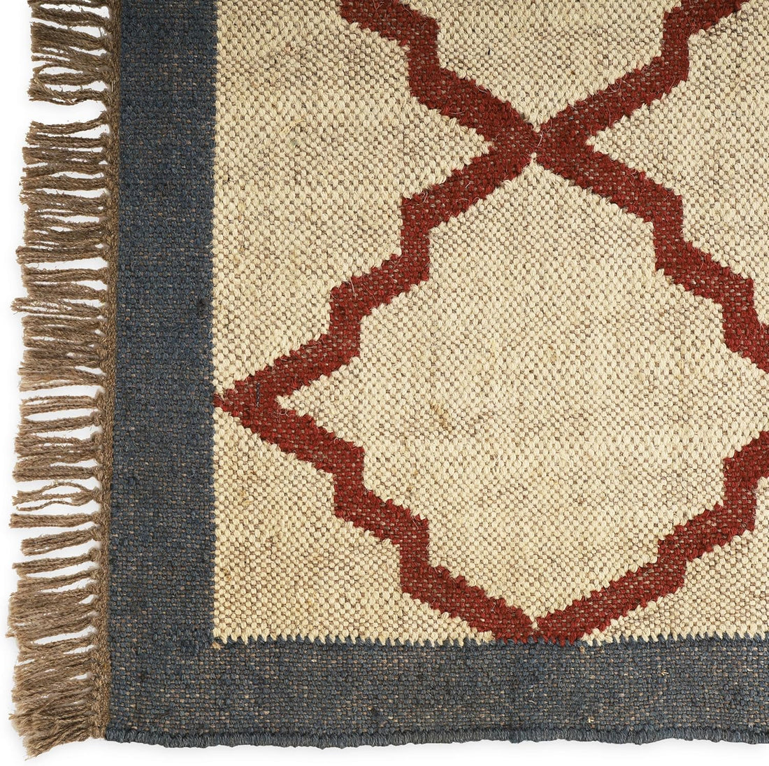 Handwoven Kilim Wool Jute Rug Geometric Pattern, Non-Slip, Versatile for Living, Bedroom & Kids Room