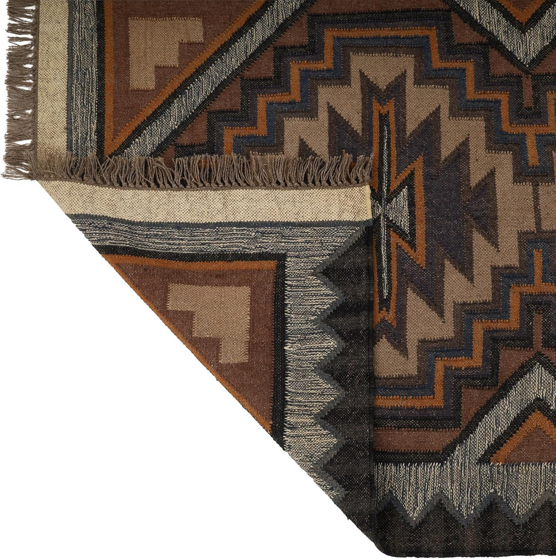 Qilim prej leshi kilim të punuar me dorë me model gjeometrik, që nuk rrëshqet, i gjithanshëm për dhomën e ndenjes, dhomën e gjumit dhe dhomën e fëmijëve