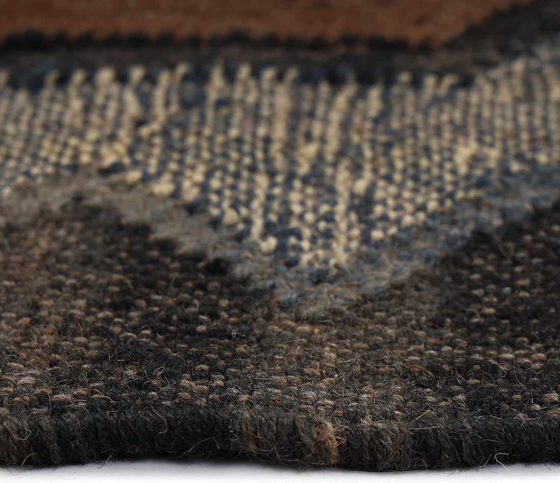 Qilim prej leshi kilim të punuar me dorë me model gjeometrik, që nuk rrëshqet, i gjithanshëm për dhomën e ndenjes, dhomën e gjumit dhe dhomën e fëmijëve