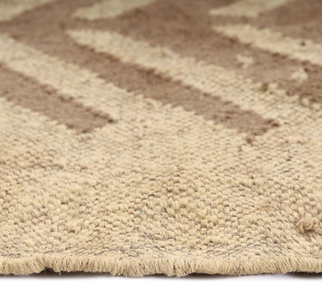 Handwoven Kilim Wool Jute Rug Geometric Pattern, Non-Slip, Versatile for Living, Bedroom & Kids Room