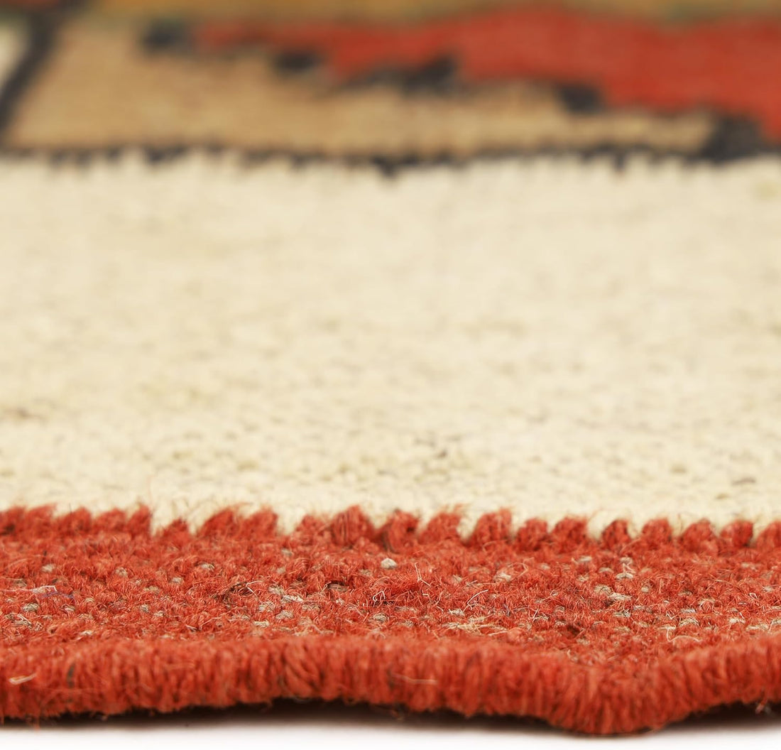 Handwoven Kilim Wool Jute Rug Geometric Pattern, Non-Slip, Versatile for Living, Bedroom & Kids Room
