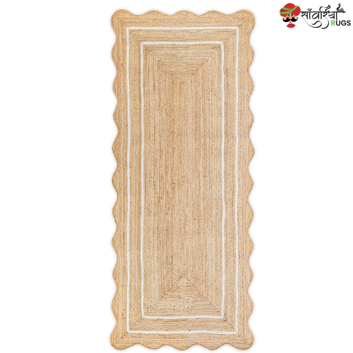 Wave Scalloped Natural Jute Runner – Multicolor