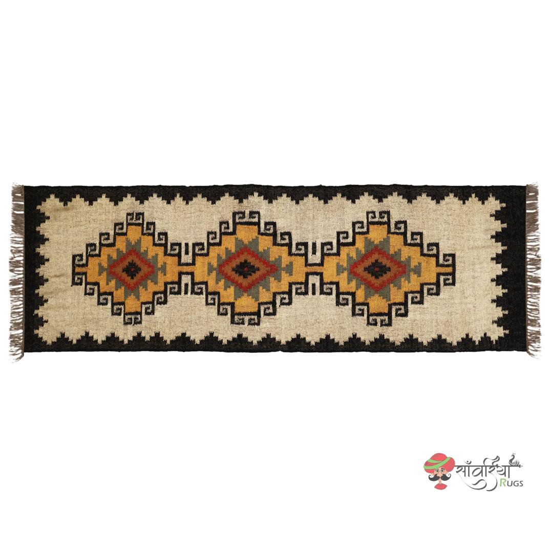 Handmade Kilim Rug  Handwoven Wool and Jute Rug Handmade Kilim Dhurrie Rug Motifs Oriental