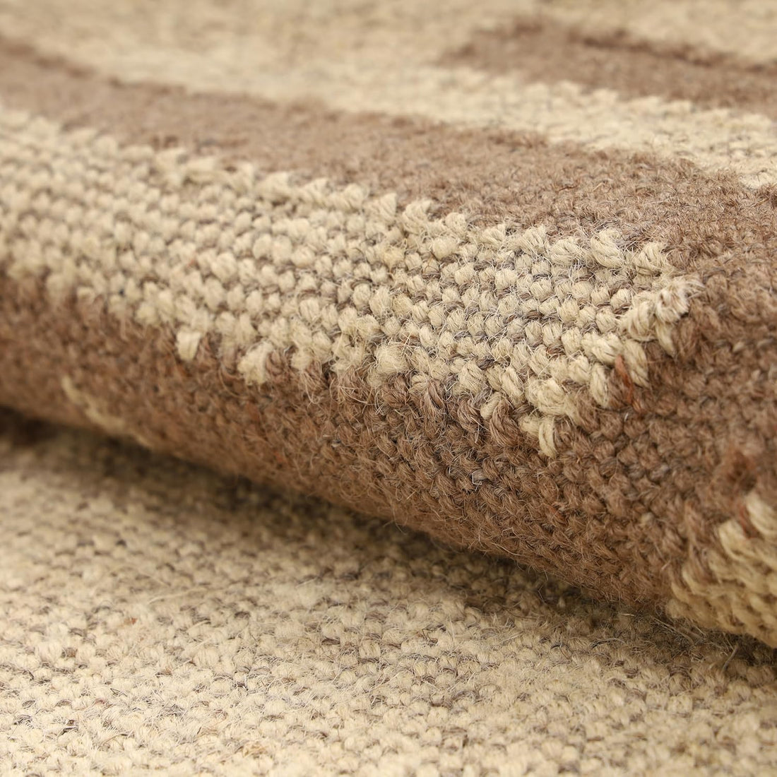 Handwoven Kilim Wool Jute Rug Geometric Pattern, Non-Slip, Versatile for Living, Bedroom & Kids Room