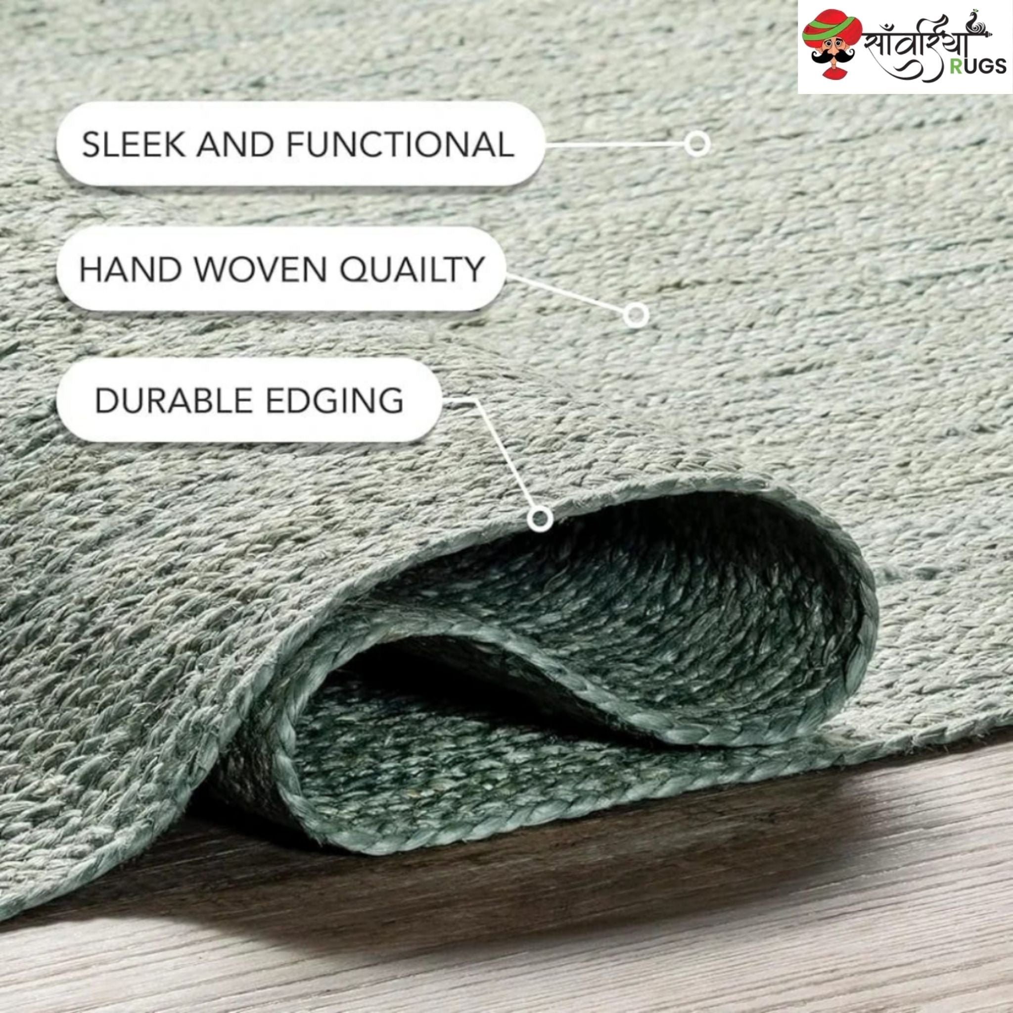 Multicolor Braided Jute Area Rug – Handmade Natural Fiber Carpet