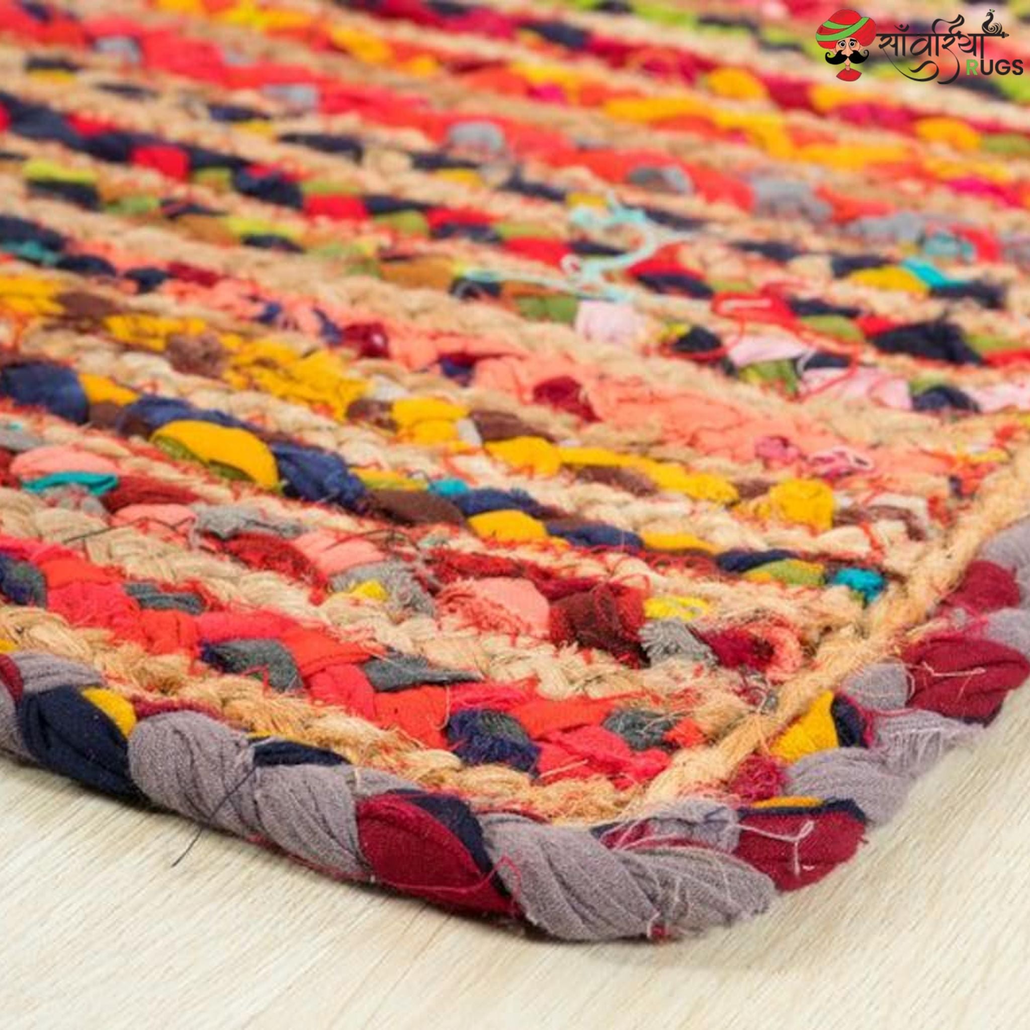Braided Rug Runner – Multicolor Boho Chindi Carpet