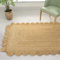 Scalloped Handmade Natura braided Jute  carpet Rectangle rugs and runner