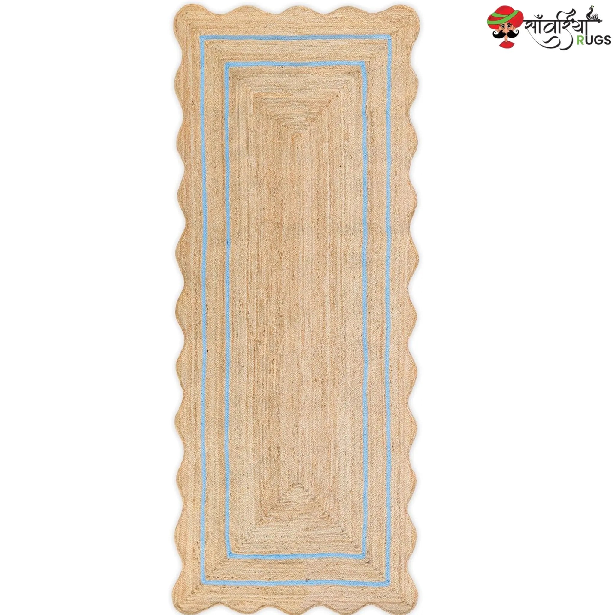 Wave Scalloped Natural Jute Runner – Multicolor