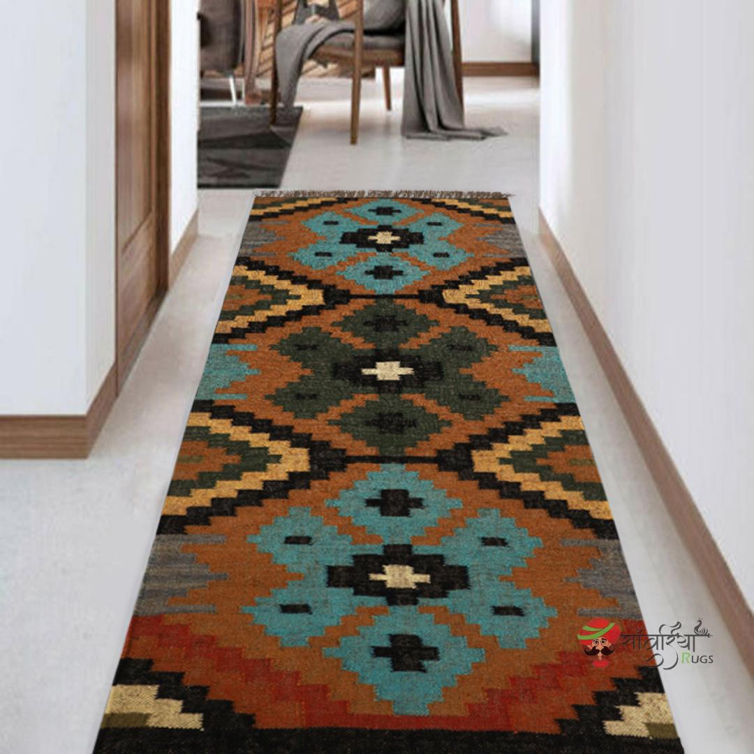 Handmade Kilim Rug  Handwoven Wool and Jute Rug Handmade Kilim Dhurrie Rug Motifs Oriental,Treditional