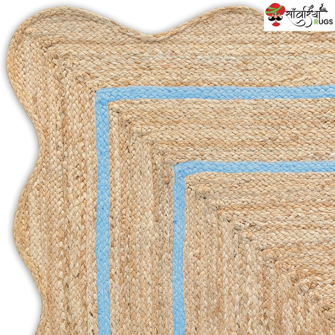 Wave Scalloped Natural Jute Runner – Multicolor