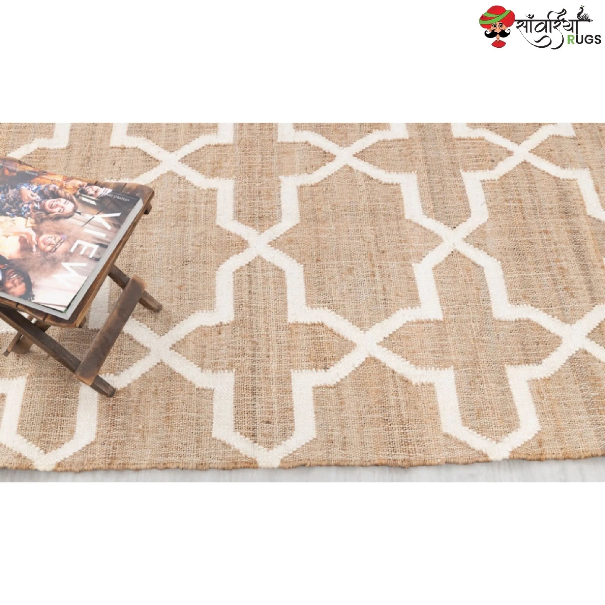 Handmade Boho Geometric Jute Cotton Rug