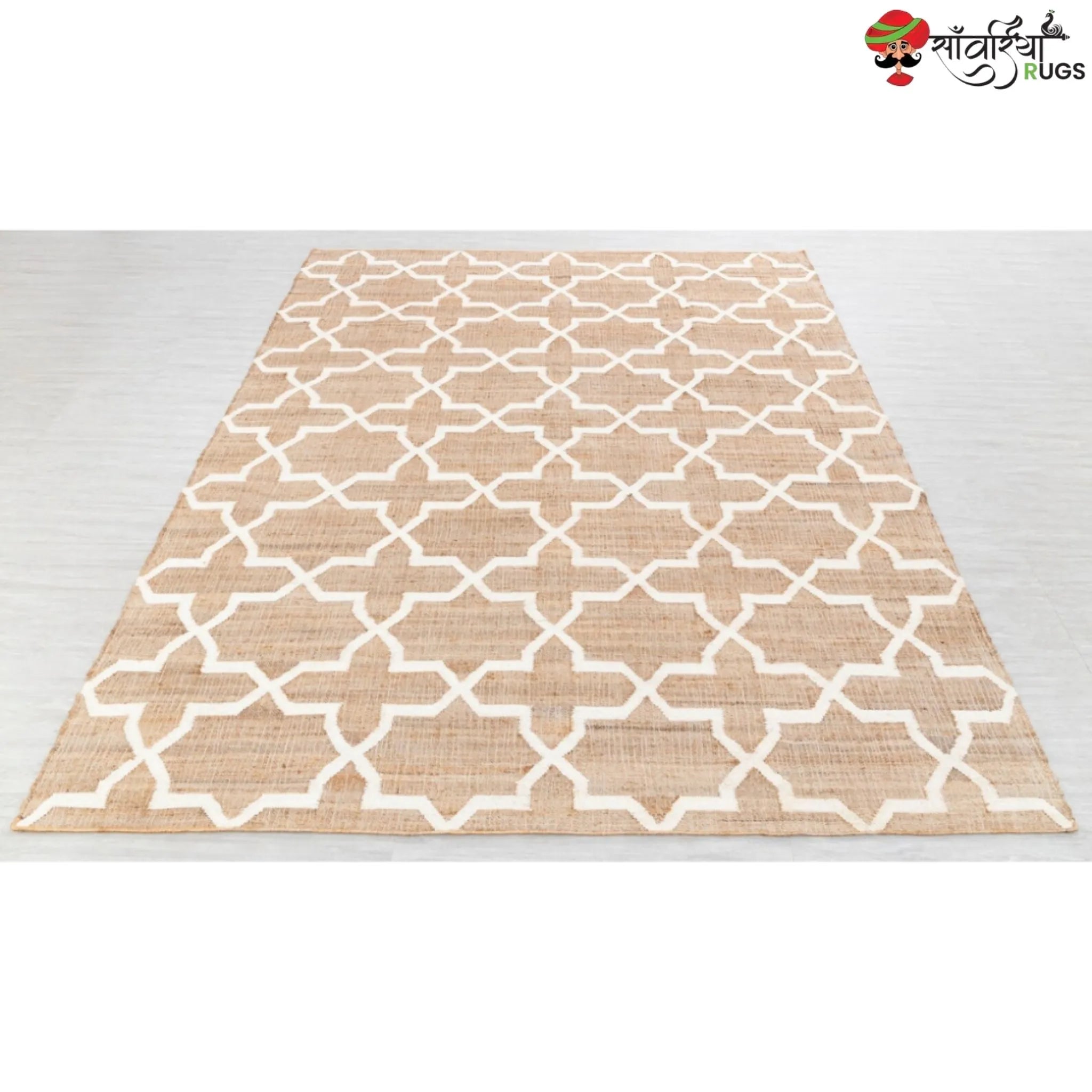 Handmade Boho Geometric Jute Cotton Rug