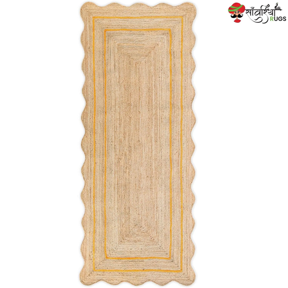 Wave Scalloped Natural Jute Runner – Multicolor
