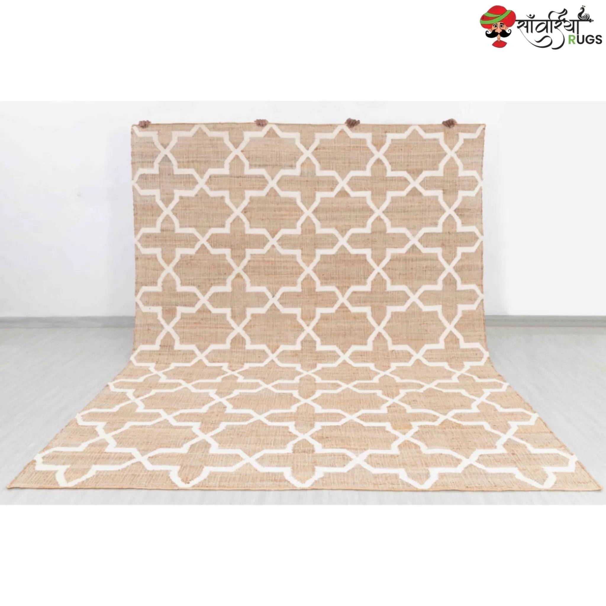 Handmade Boho Geometric Jute Cotton Rug