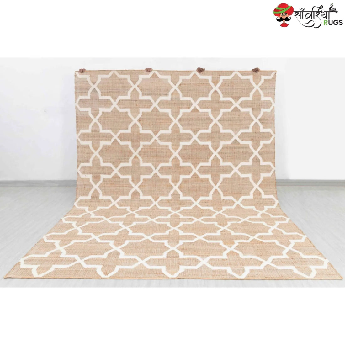 Handmade Boho Geometric Jute Cotton Rug