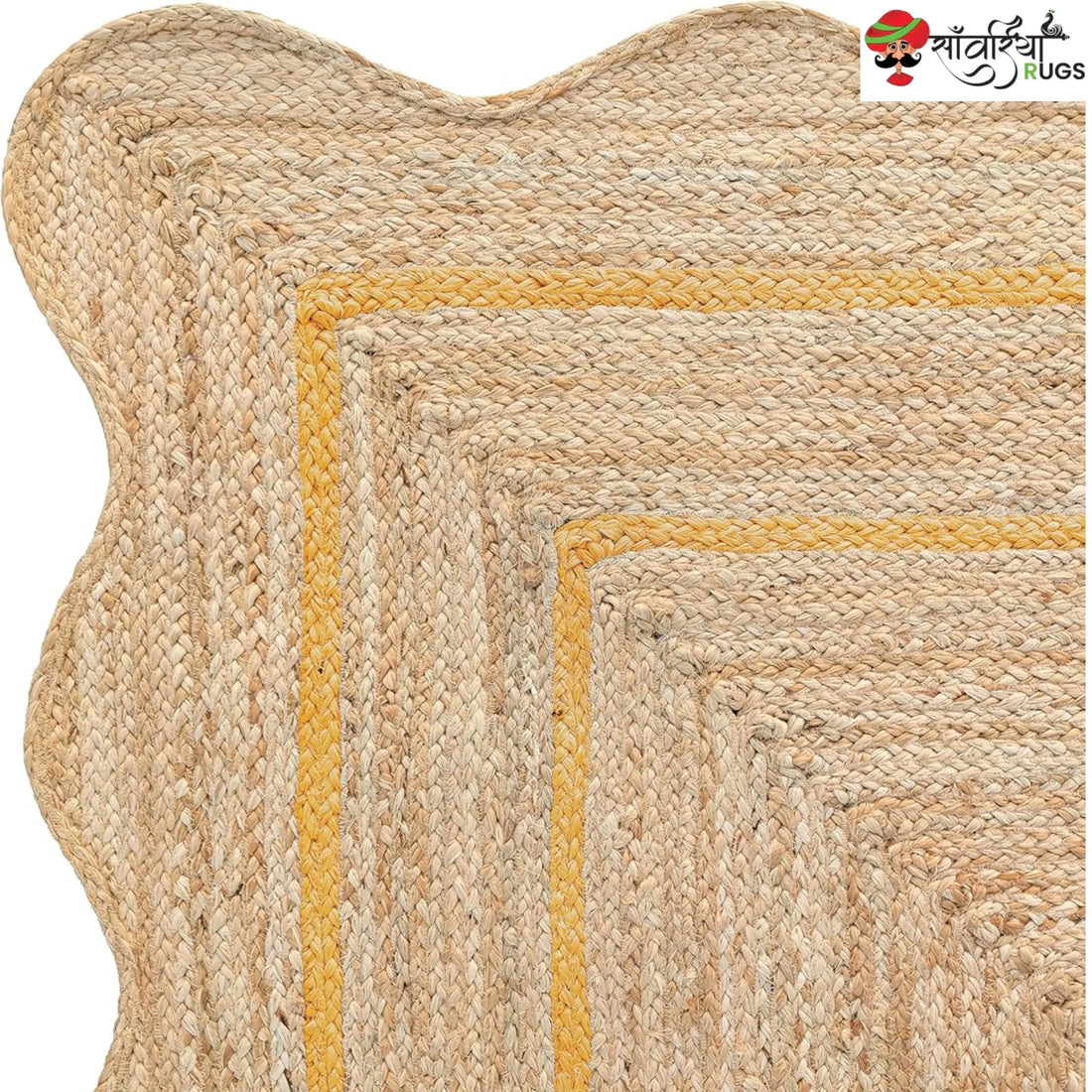 Wave Scalloped Natural Jute Runner – Multicolor