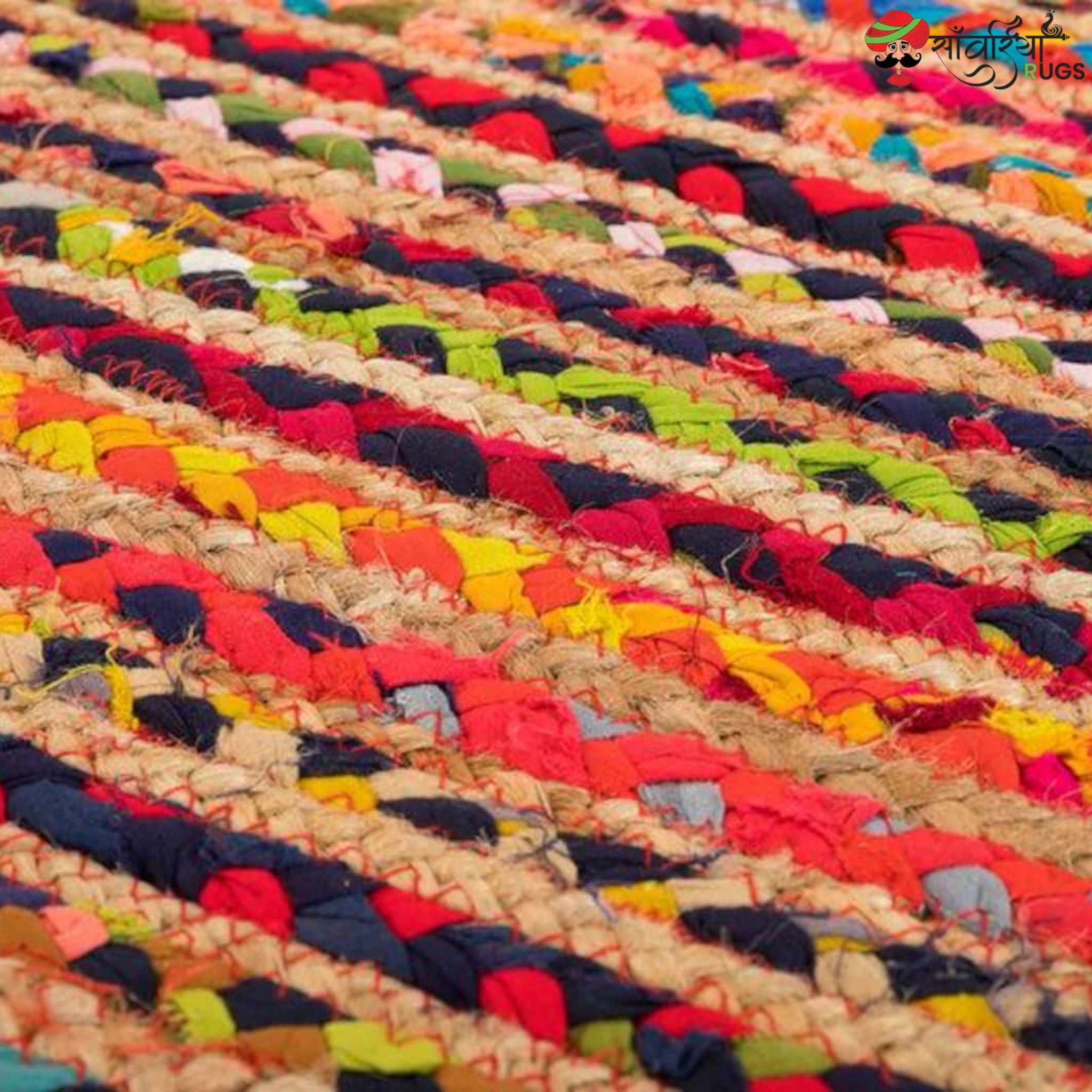 Braided Rug Runner – Multicolor Boho Chindi Carpet
