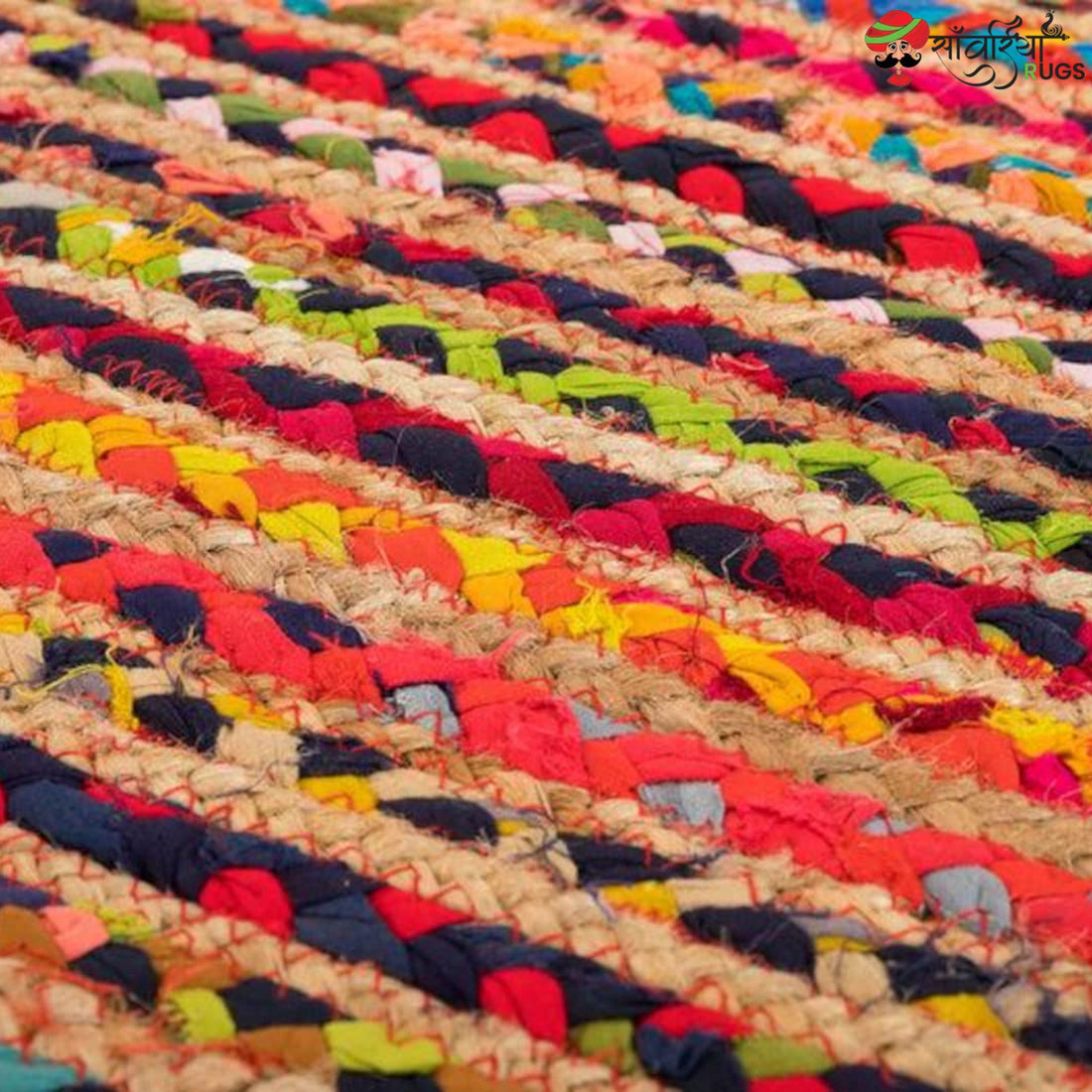 Braided Rug Runner – Multicolor Boho Chindi Carpet