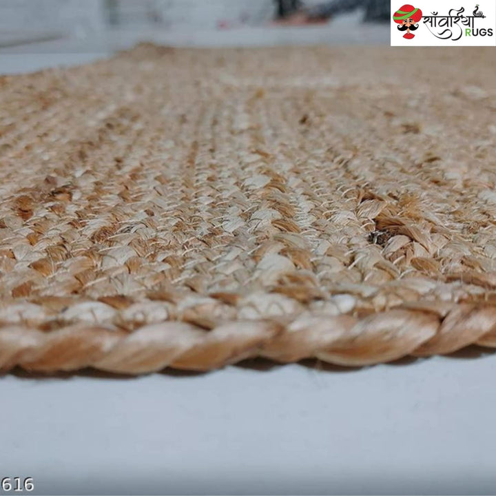 Handwoven Natural Jute Braided Rug – Boho Rustic Area Carpet