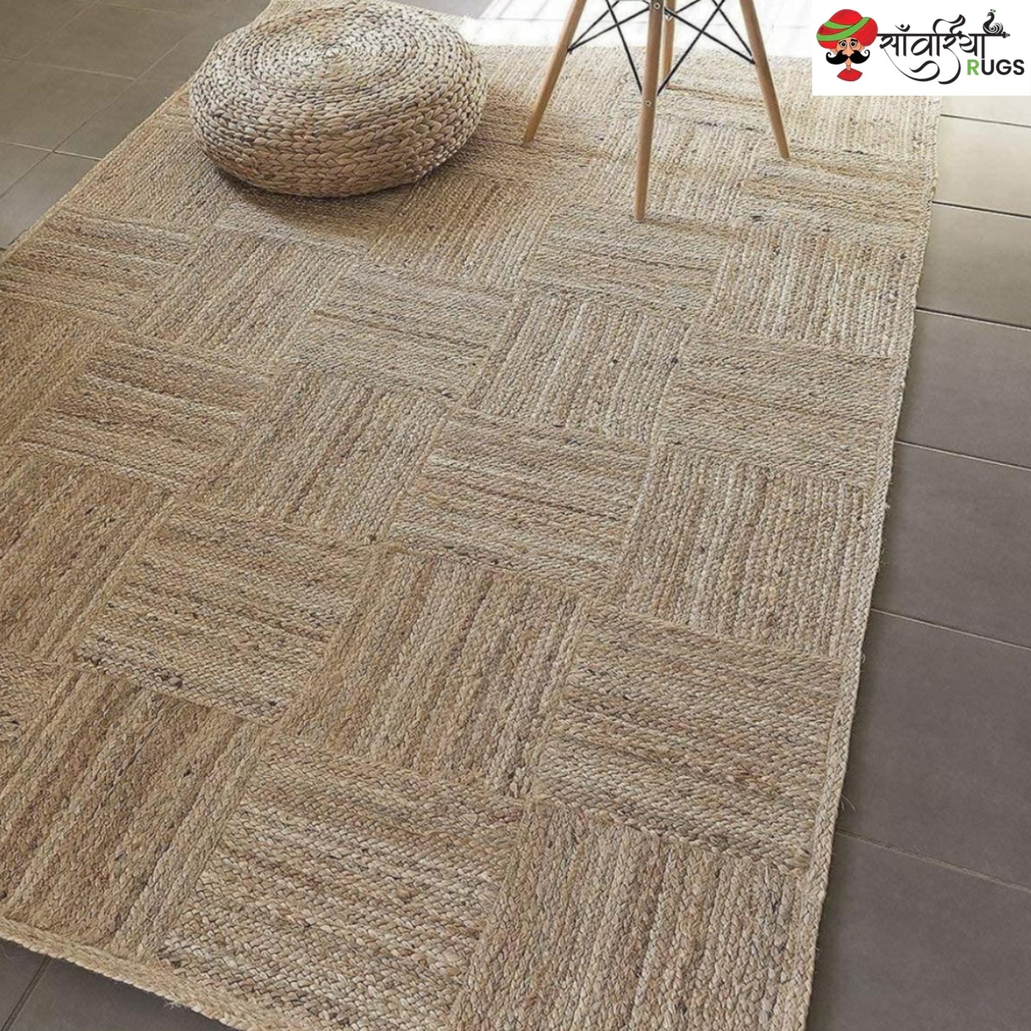 Handwoven Natural Jute Braided Rug – Boho Rustic Area Carpet