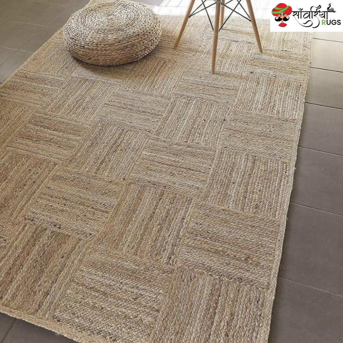 Handwoven Natural Jute Braided Rug – Boho Rustic Area Carpet