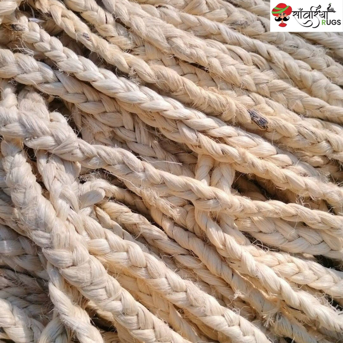 Handmade Jute Carpet with Brown & White Chevron Pattern