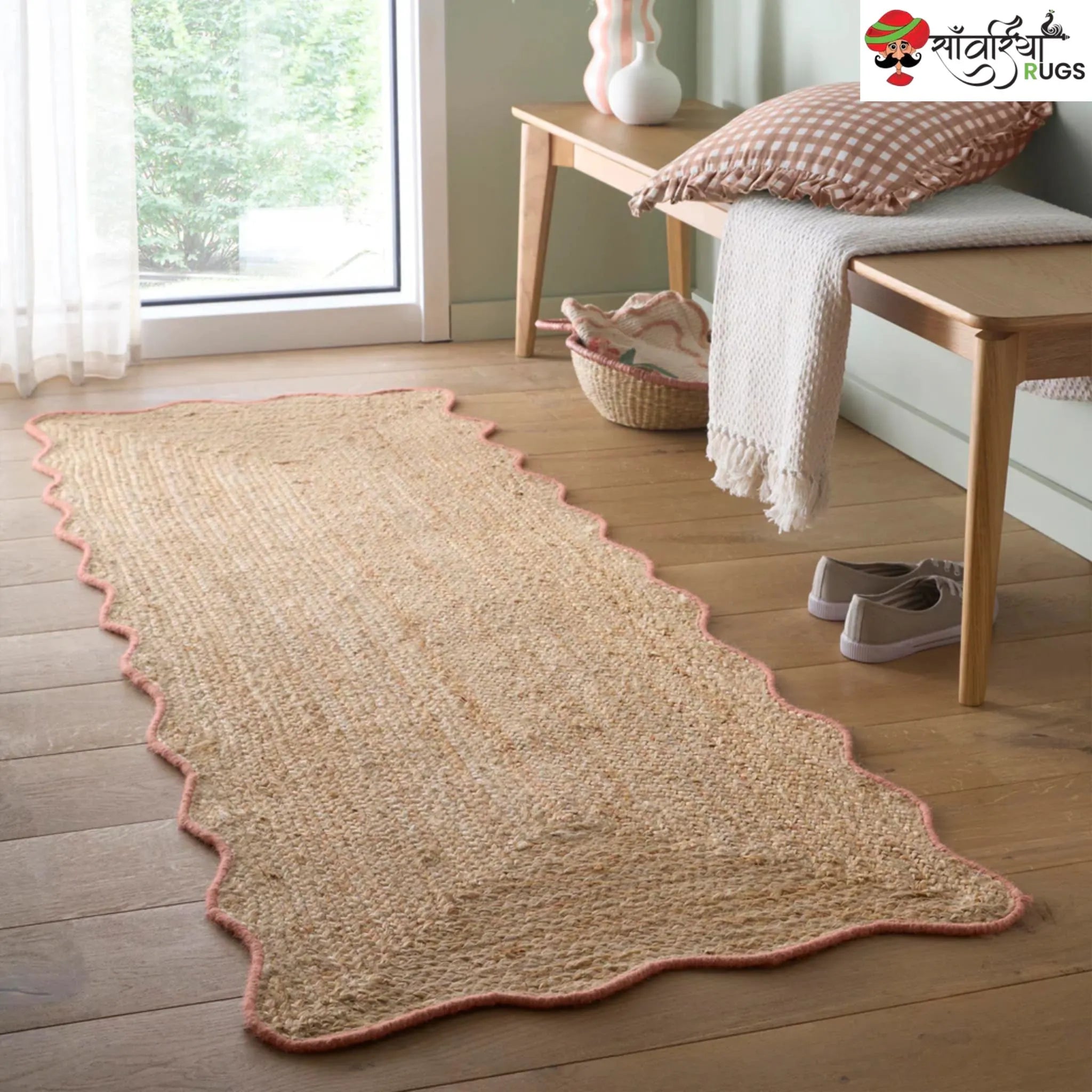 Decorative Jute Runner Rug for Kitchen, Hallway & Stairs