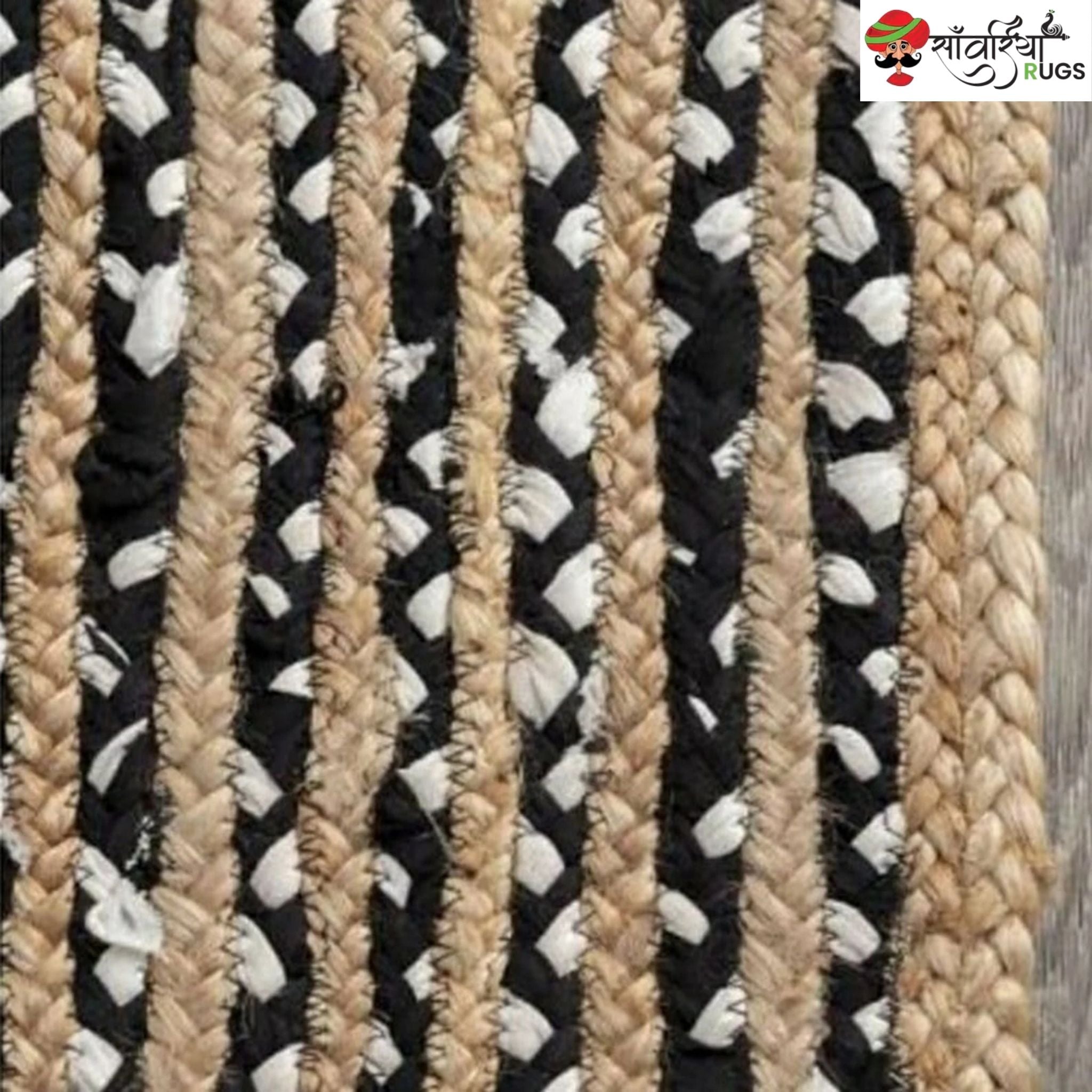Handcrafted Braided Jute and Cotton Area Rug for Modern Living