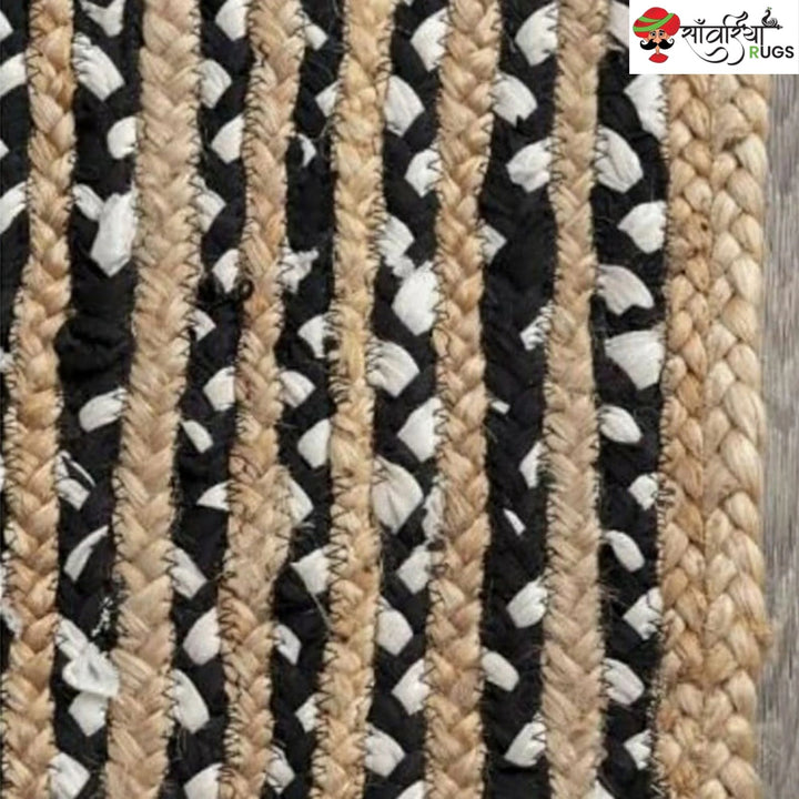 Handcrafted Braided Jute and Cotton Area Rug for Modern Living