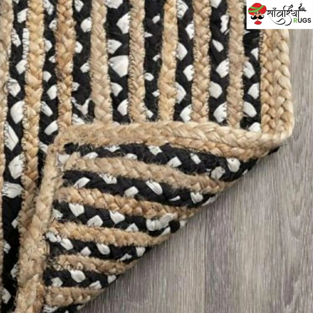 Handcrafted Braided Jute and Cotton Area Rug for Modern Living