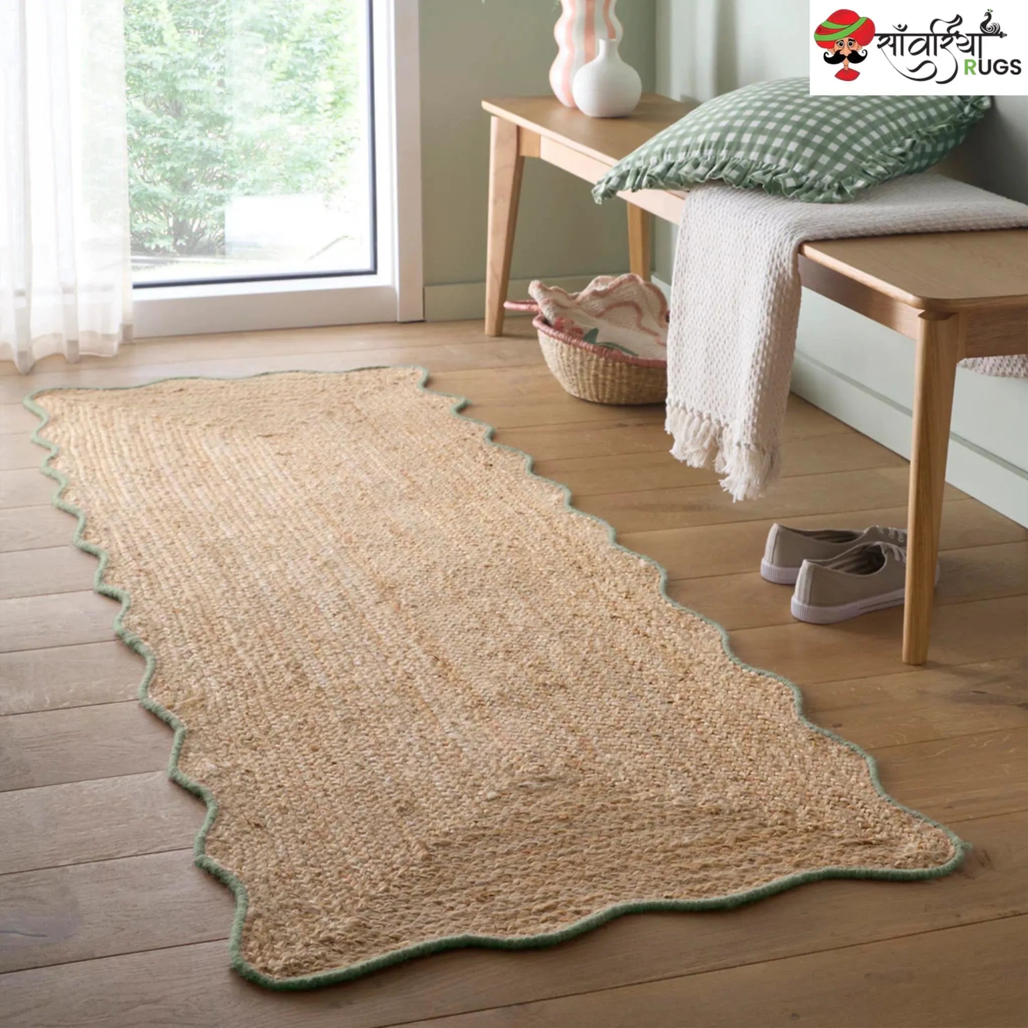 Decorative Jute Runner Rug for Kitchen, Hallway & Stairs