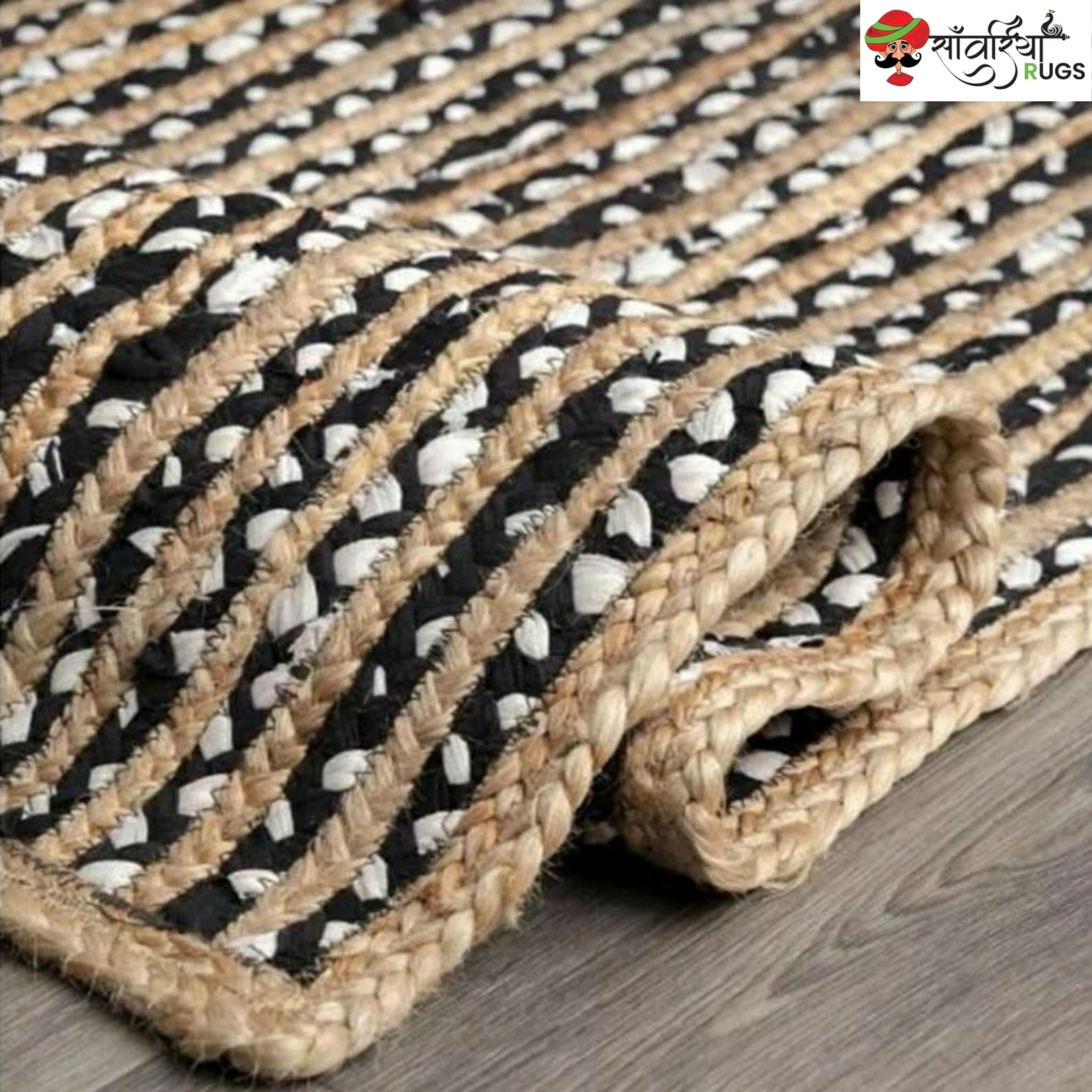 Handcrafted Braided Jute and Cotton Area Rug for Modern Living
