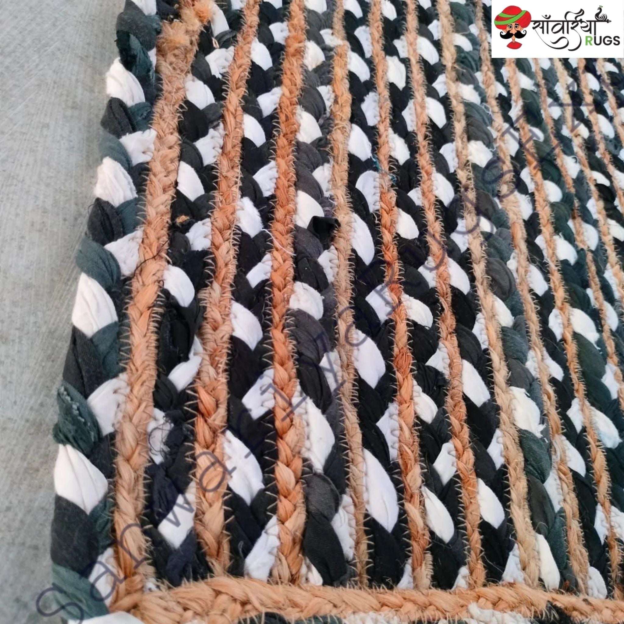 Handcrafted Braided Jute and Cotton Area Rug for Modern Living