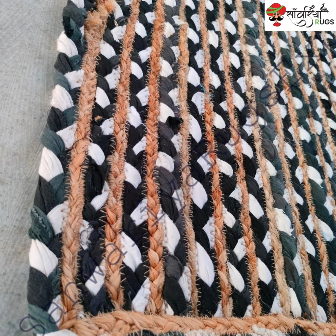 Handcrafted Braided Jute and Cotton Area Rug for Modern Living