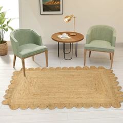 Scalloped Handmade Natura braided Jute  carpet Rectangle rugs and runner