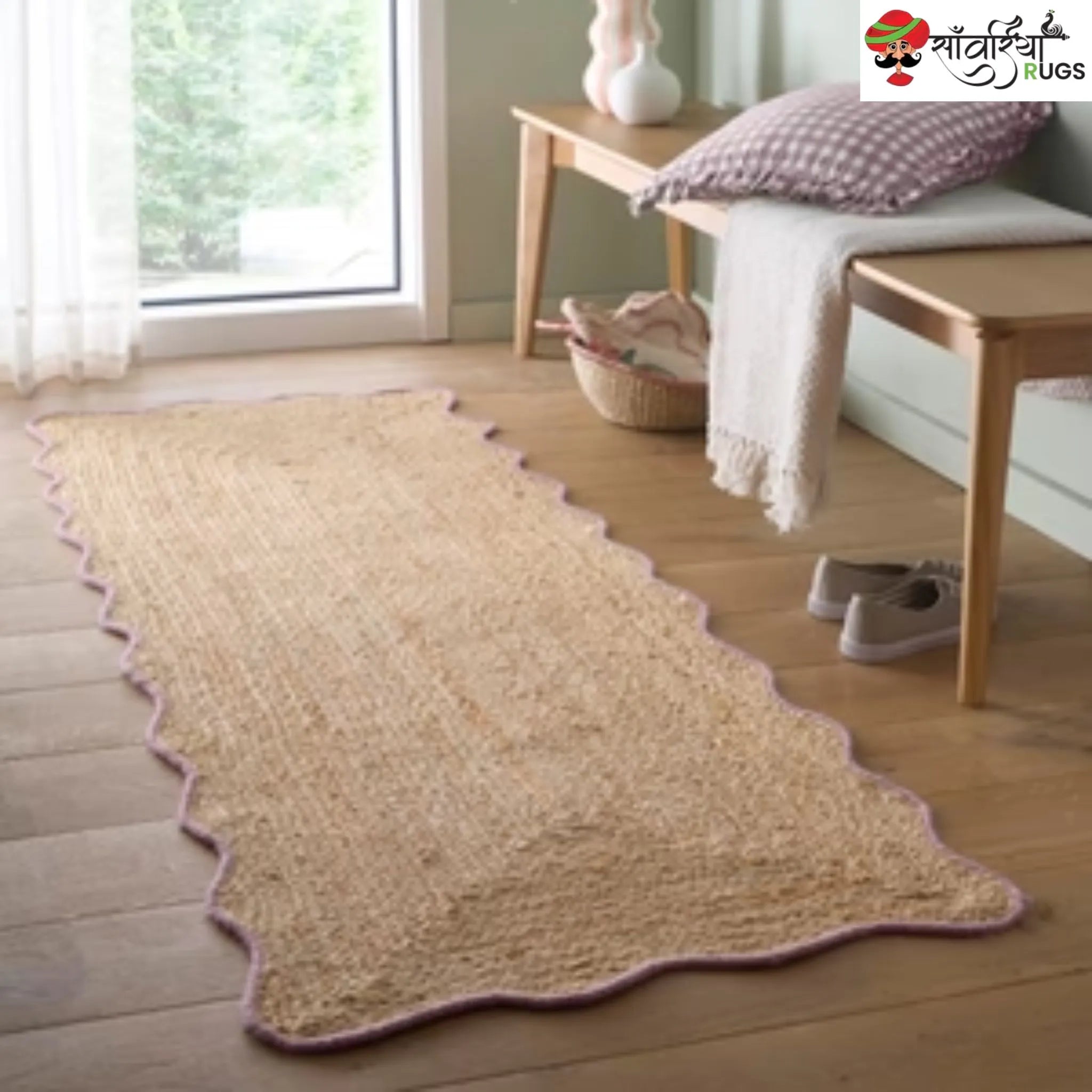 Decorative Jute Runner Rug for Kitchen, Hallway & Stairs
