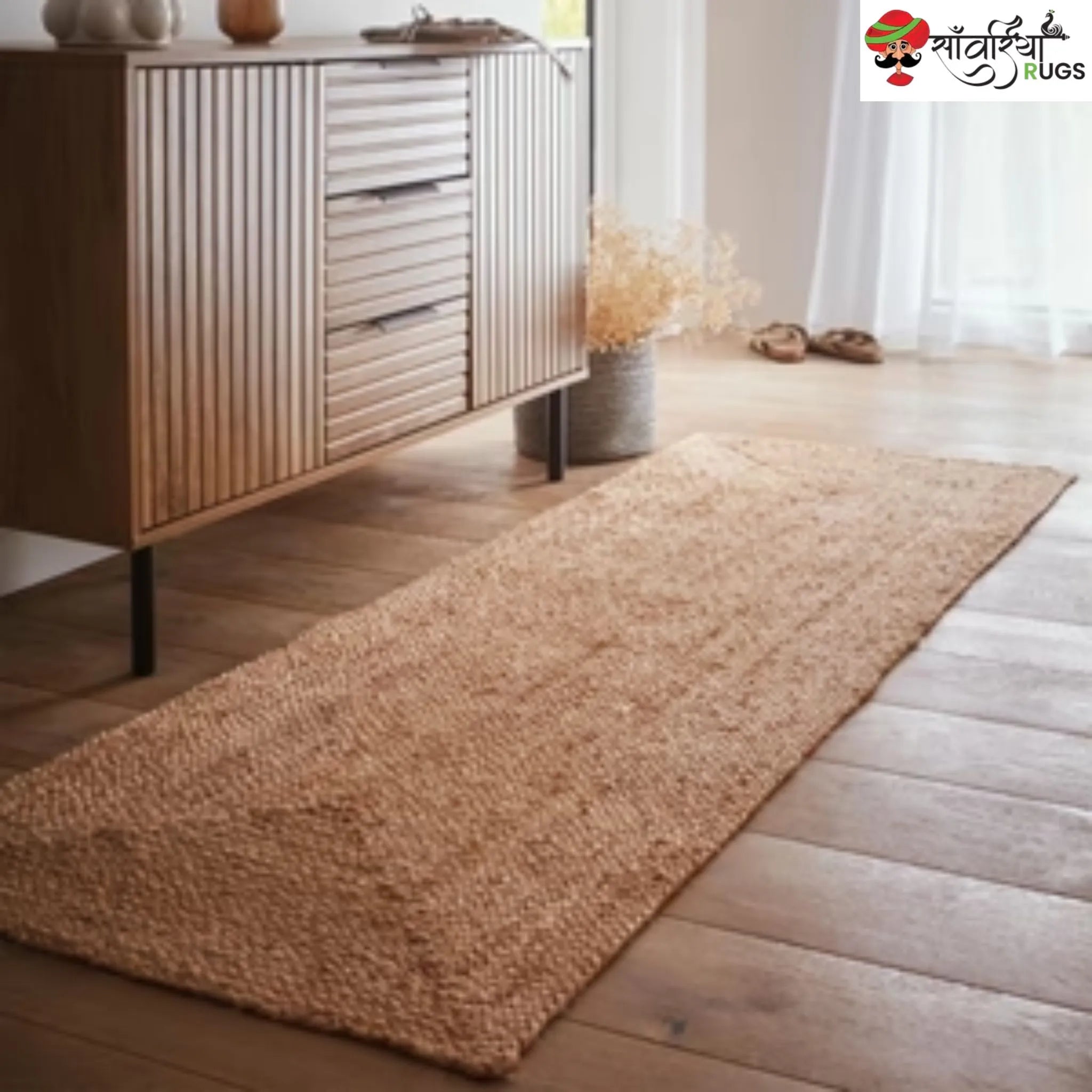 Natural Jute Extra Runner Rug for Hallway, Living Room & Entryway