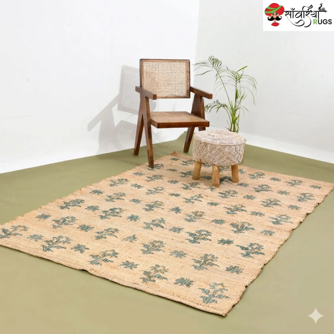 Handmade Cotton Jute Rug – Vintage Style with Natural Fringes