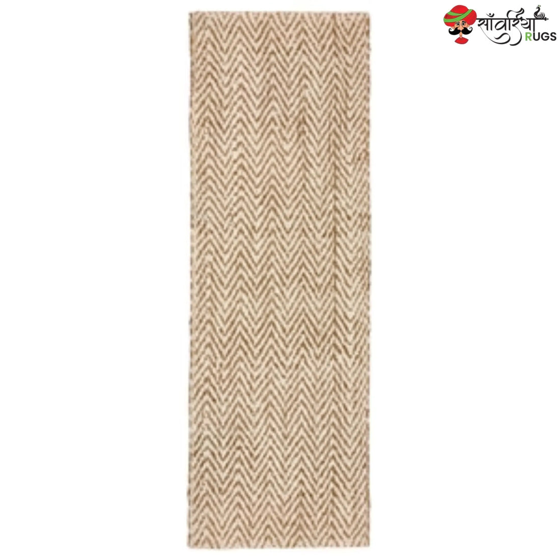 Handwoven Jute Herringbone Runner Rug for Hallway, Kitchen & Entryway
