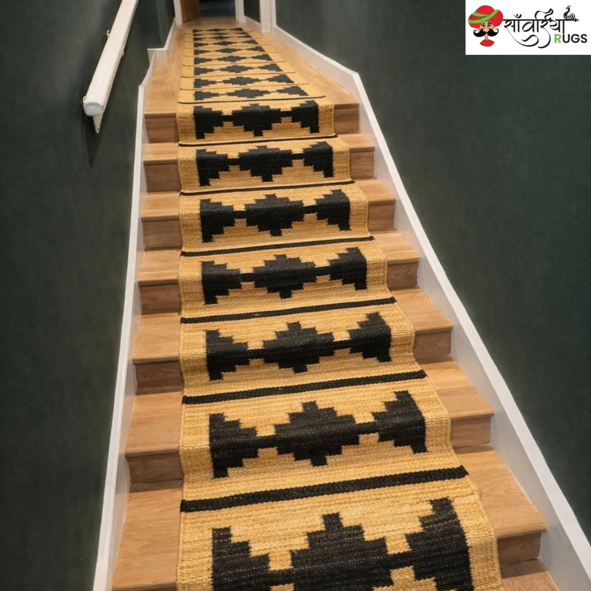 Handmade wool jute stair runner rug | Sanwariya Rugs
