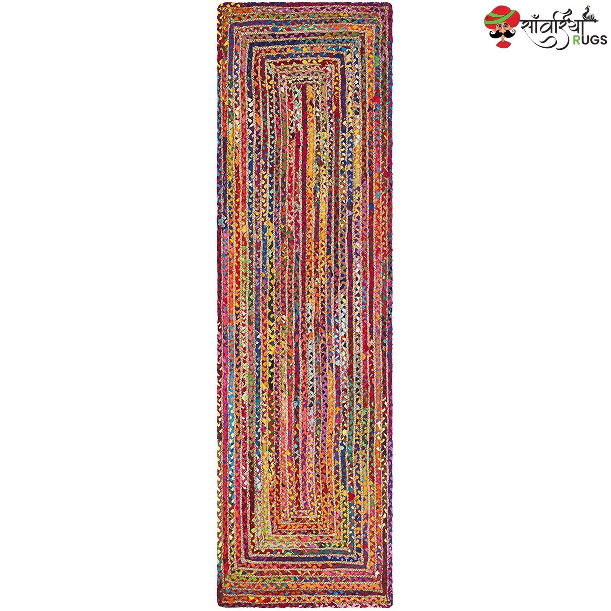 Braided Rug Runner – Multicolor Boho Chindi Carpet