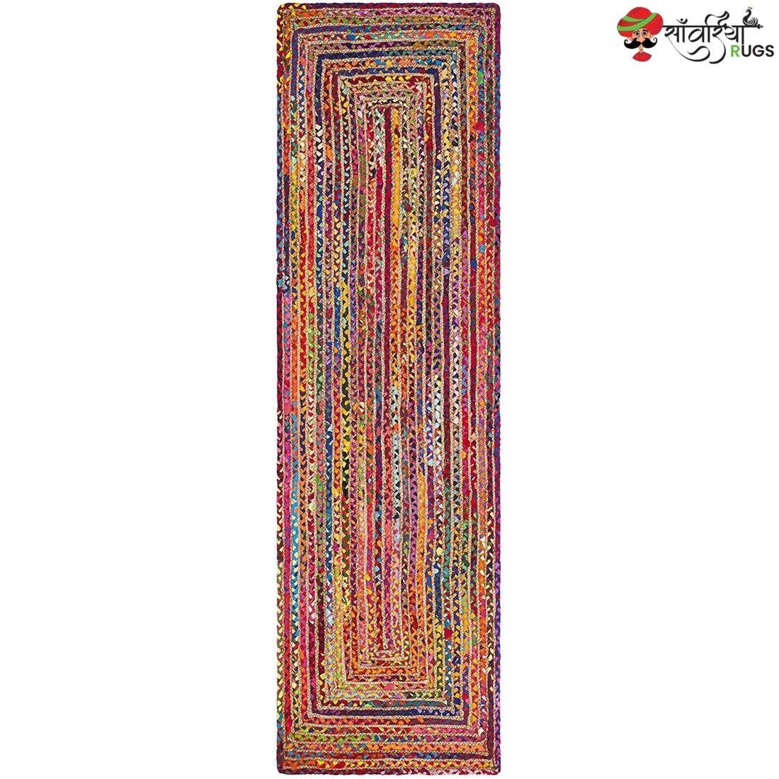 Braided Rug Runner – Multicolor Boho Chindi Carpet